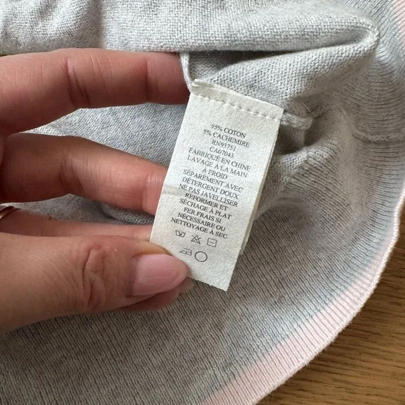 Lusso Cotton-Cashmere Blend Cardigan - Gray, Yellow & White - Size L - NWT - Picture 8 of 9